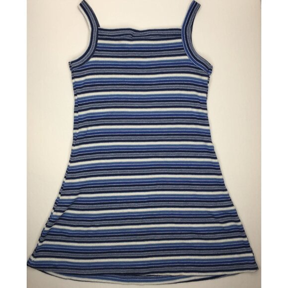 Filati Girl's Sleeveless Dress Striped Blue Gray White Summer Spring Tank Straps - Picture 4 of 7